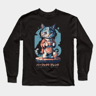 Purrfect Blend Cat Coffee Lover Long Sleeve T-Shirt